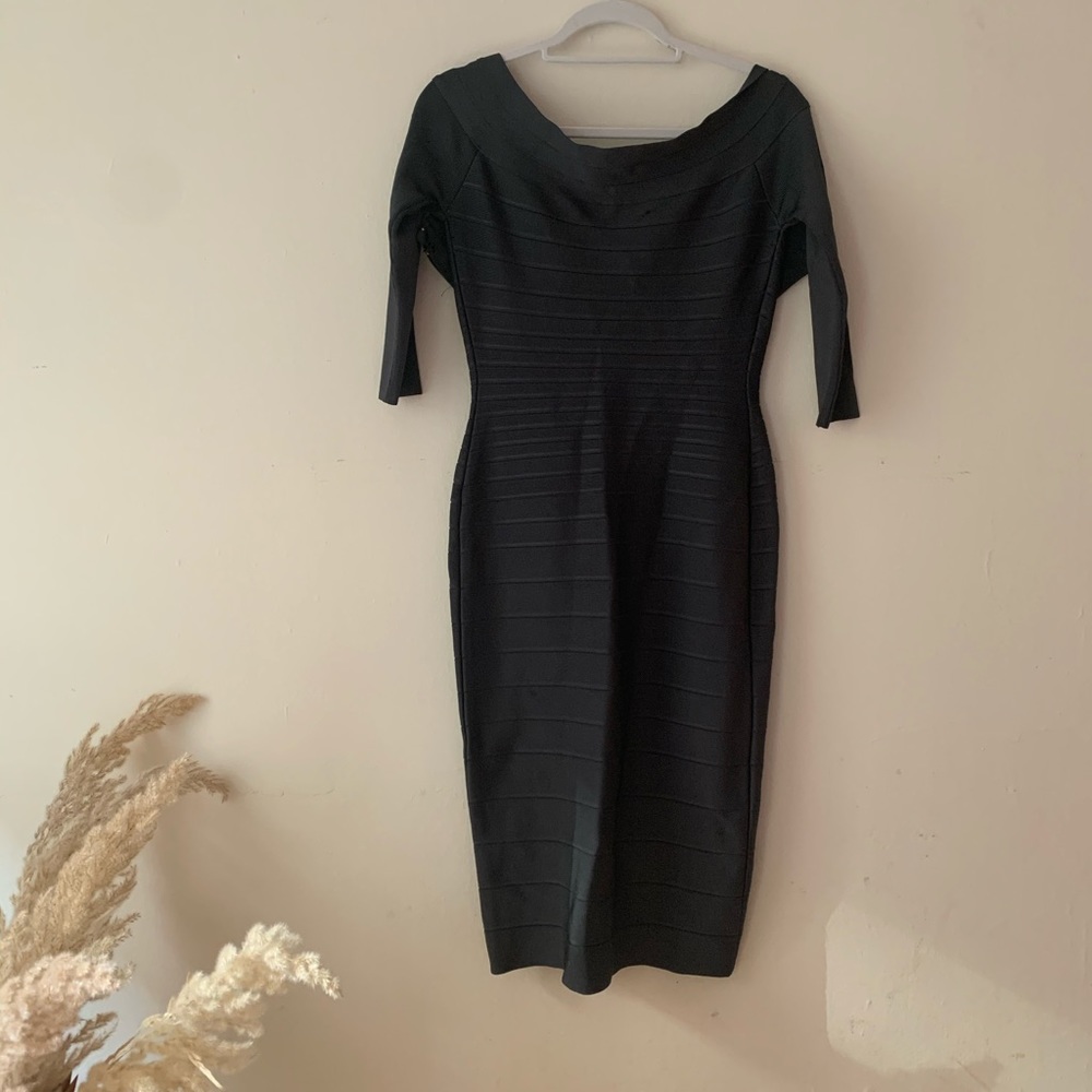 Grey Herve Leger 3/4 Sleeve Dress Broken Zipper